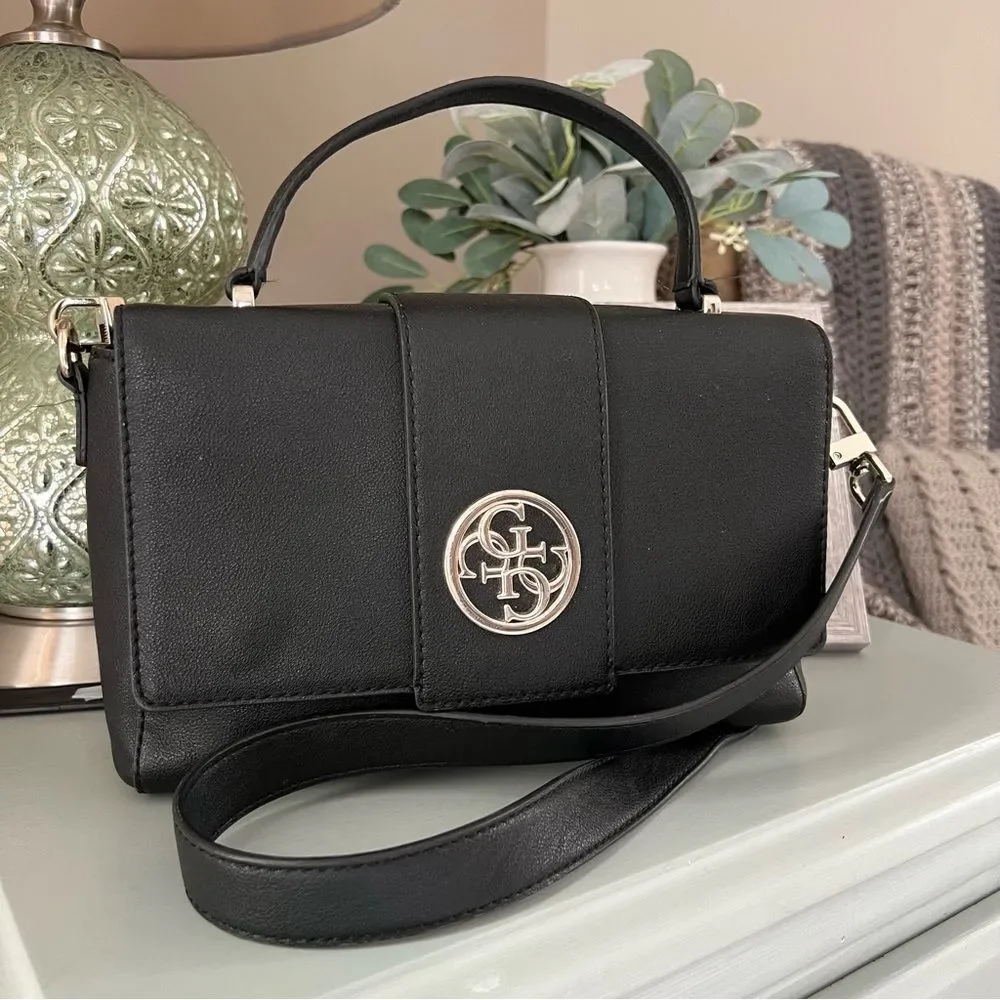 Guess Lani Crossbody Top Handle Adjustable Strap Flap Vegan Bag Purse